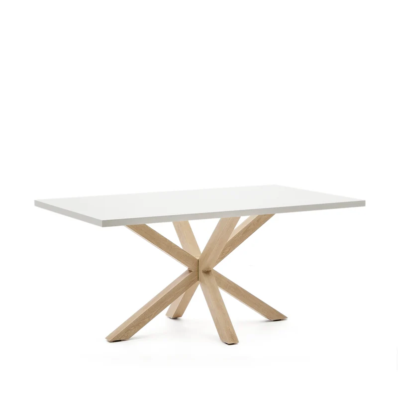 Argo table in melamine with white finish and wood-effect steel legs 160 x 100 cm