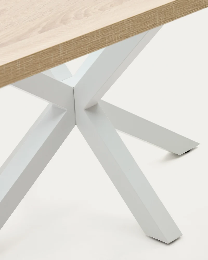 Argo table in melamine with natural finish and steel legs with white finish 160 x 100 cm