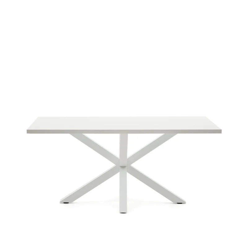 Argo table in melamine with black finish and steel legs with white finish 160 x 100 cm