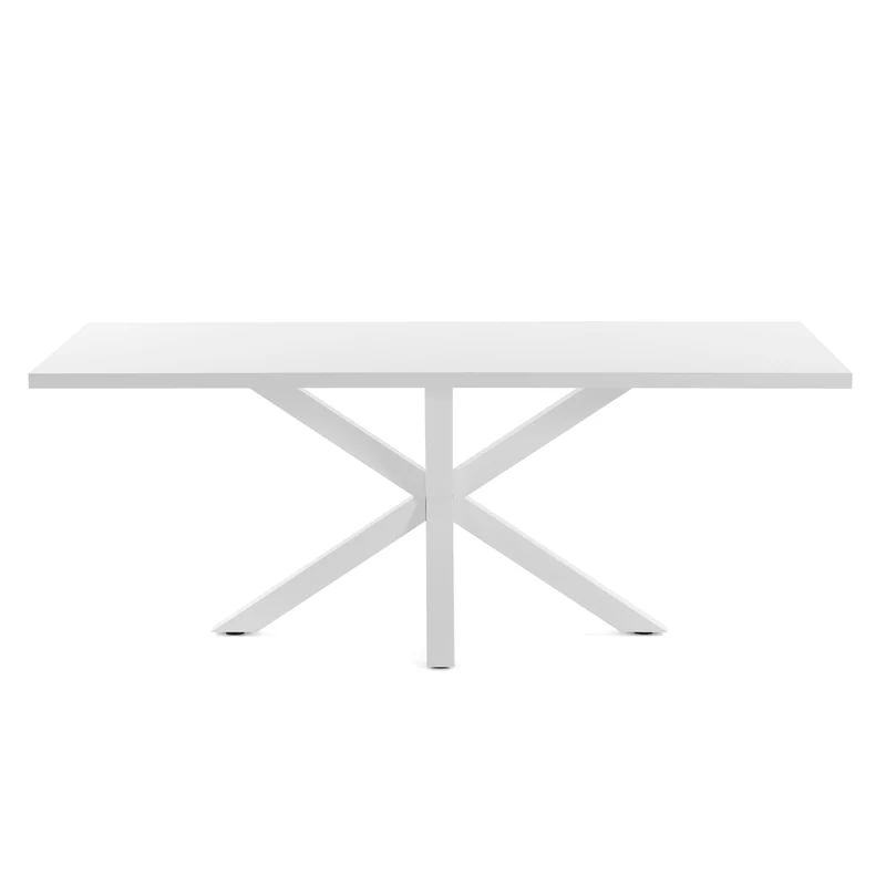 Argo table in melamine with black finish and steel legs with white finish 160 x 100 cm