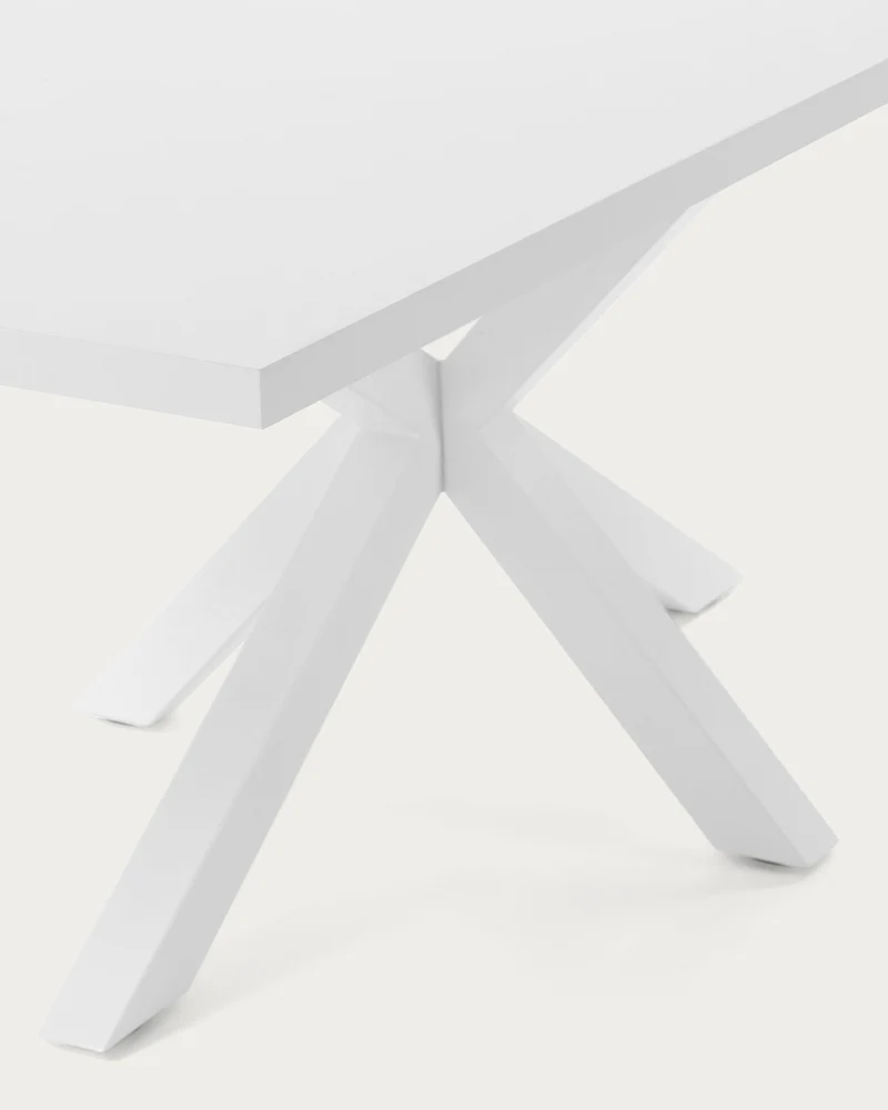 Argo table in melamine with black finish and steel legs with white finish 160 x 100 cm