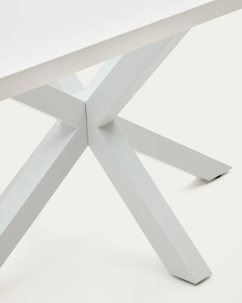 Argo table in melamine with black finish and steel legs with white finish 160 x 100 cm