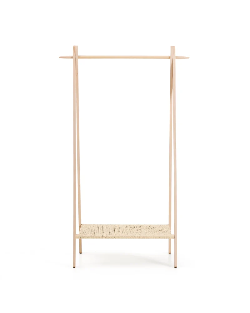 Natane birch wood and rattan clothing rail, 95 x 152 cm