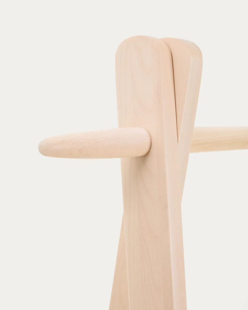 Natane birch wood and rattan clothing rail, 95 x 152 cm
