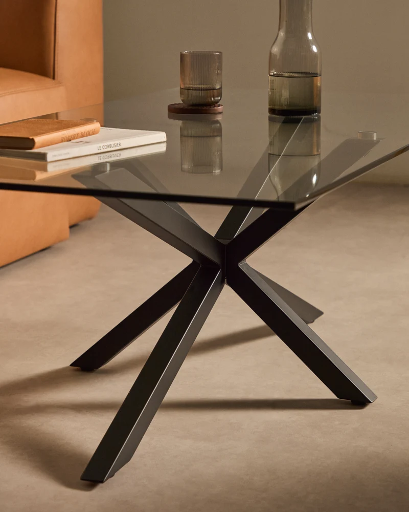 Argo coffee table glass black legs 130 x 70 cm