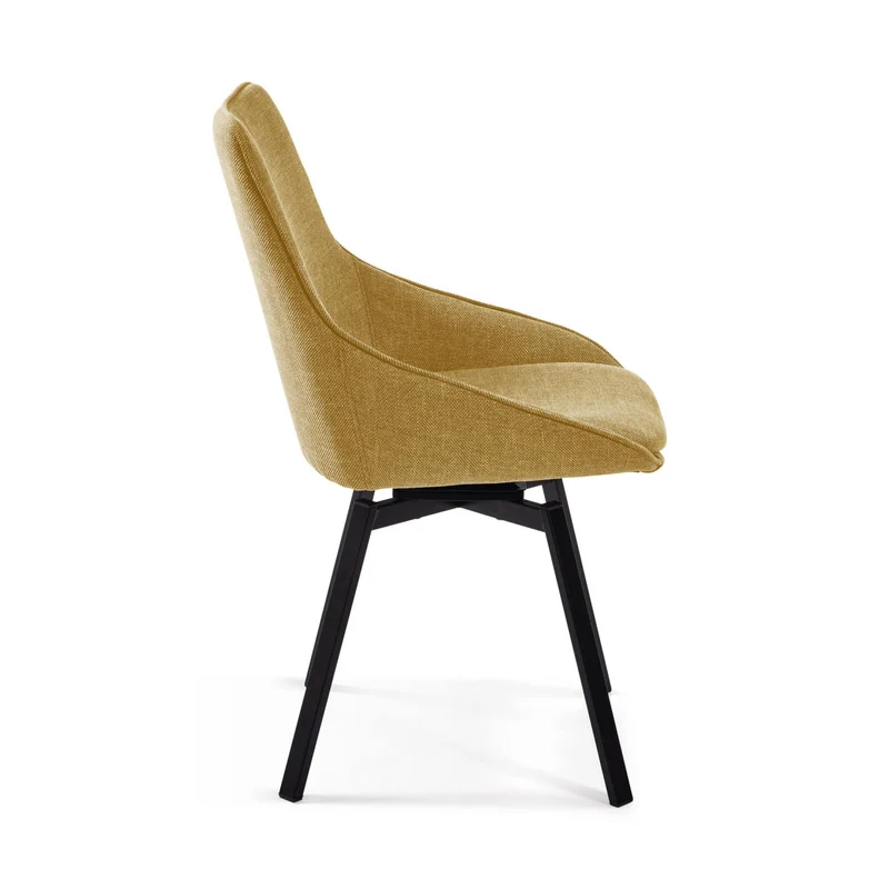 Jenna mustard swivel chair with steel legs with black finish