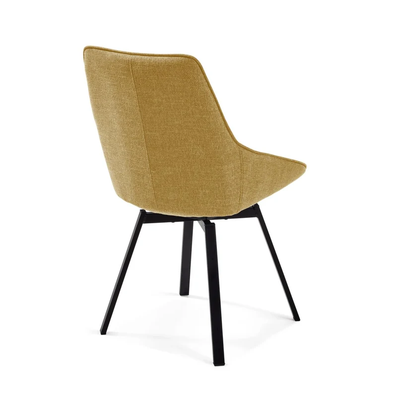 Jenna mustard swivel chair with steel legs with black finish