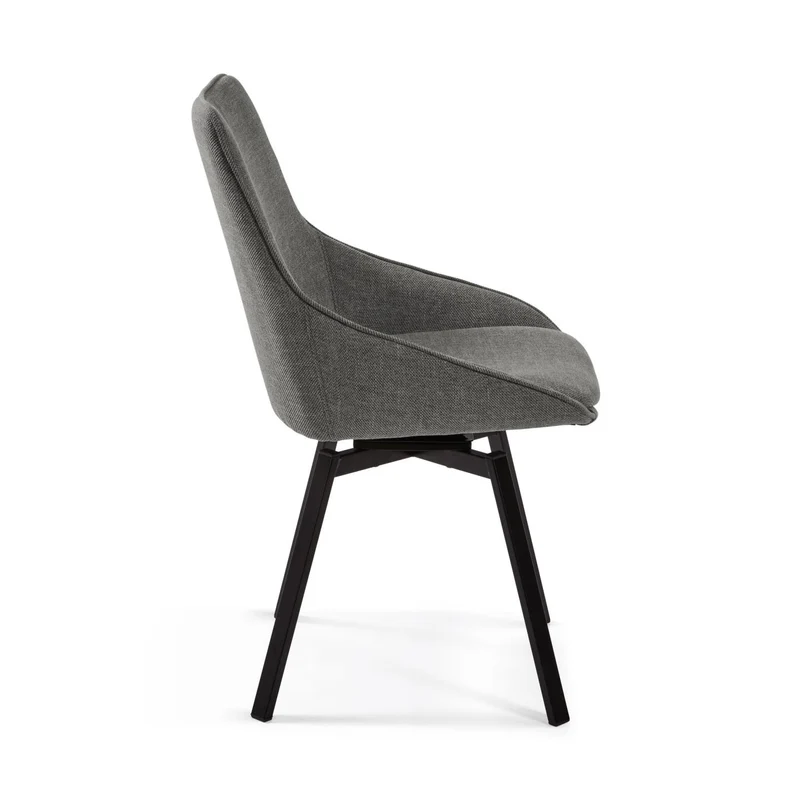 Jenna dark grey swivel chair with steel legs with black finish