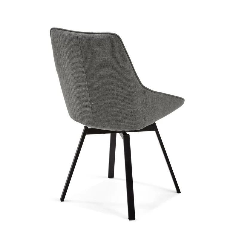 Jenna dark grey swivel chair with steel legs with black finish