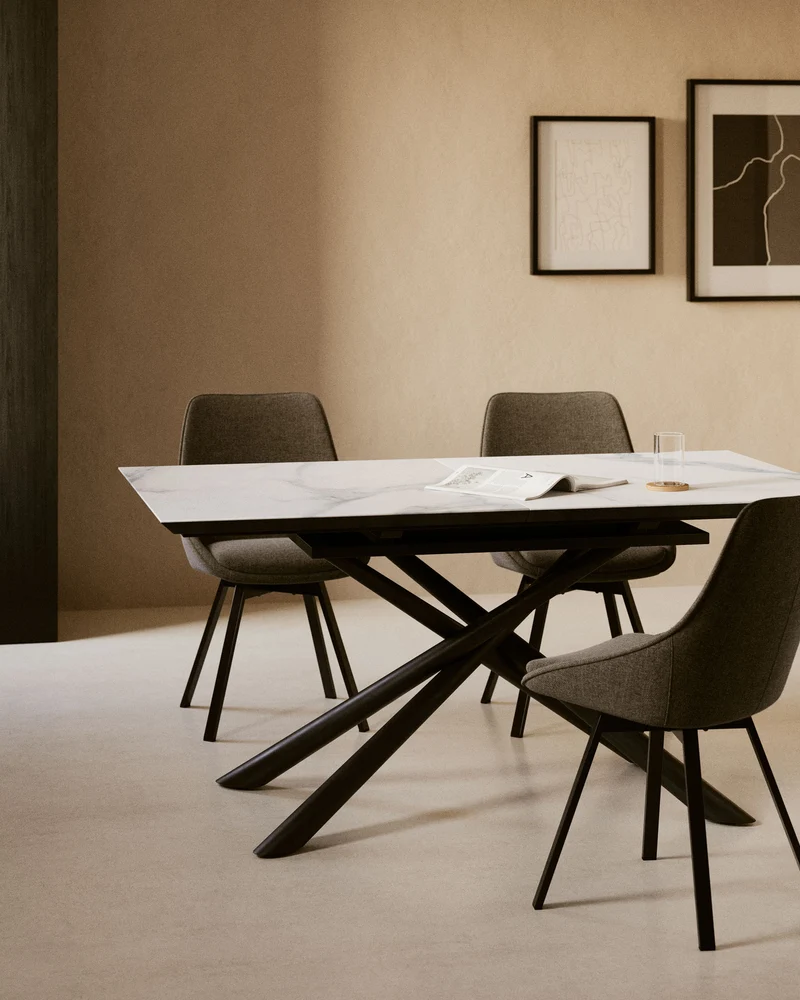 Jenna dark grey swivel chair with steel legs with black finish