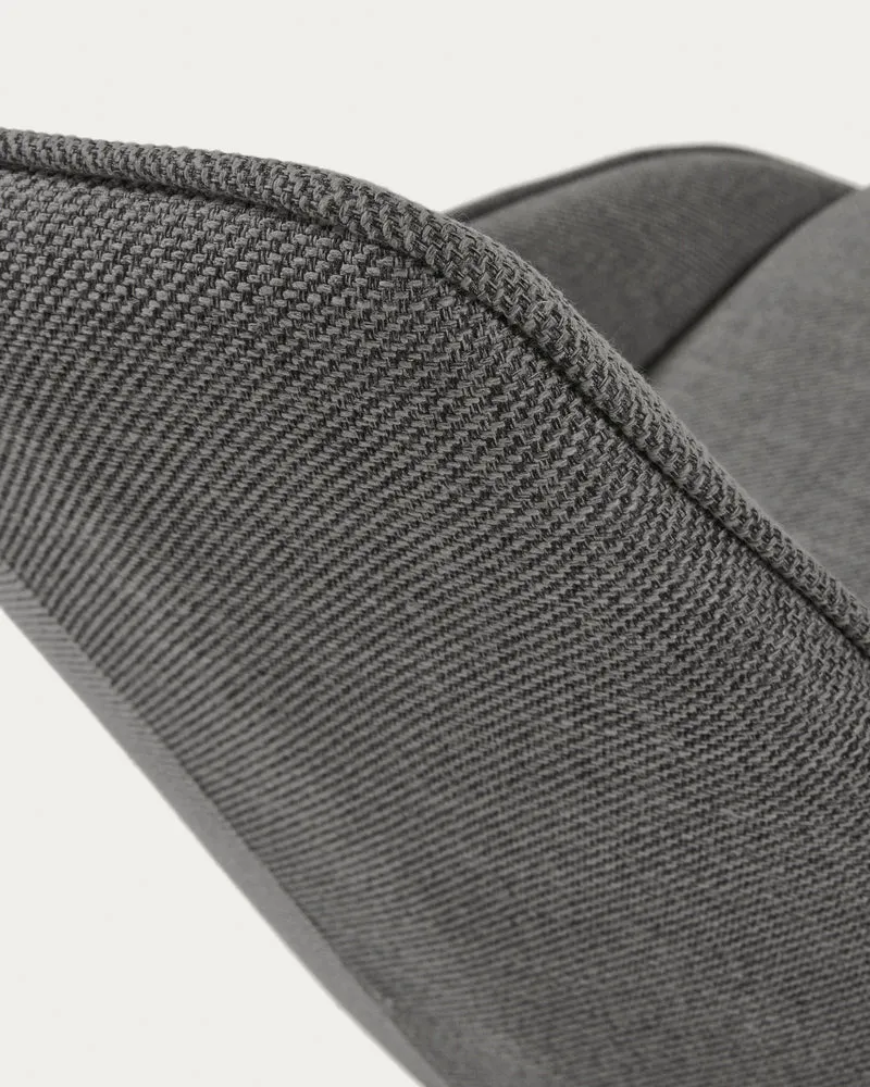 Jenna dark grey swivel chair with steel legs with black finish