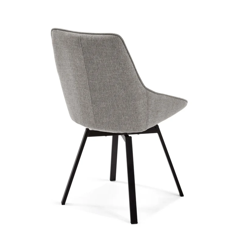 Jenna light grey swivel chair with steel legs with black finish