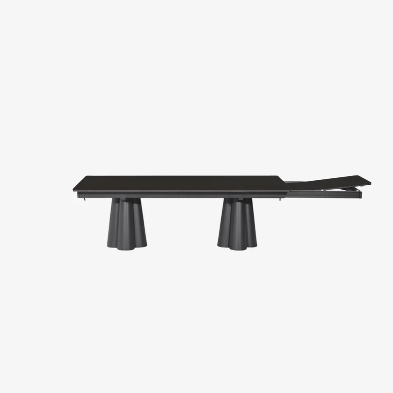 SOLENNA - Table repas outdoor Taupe / plateau céramique Ciment