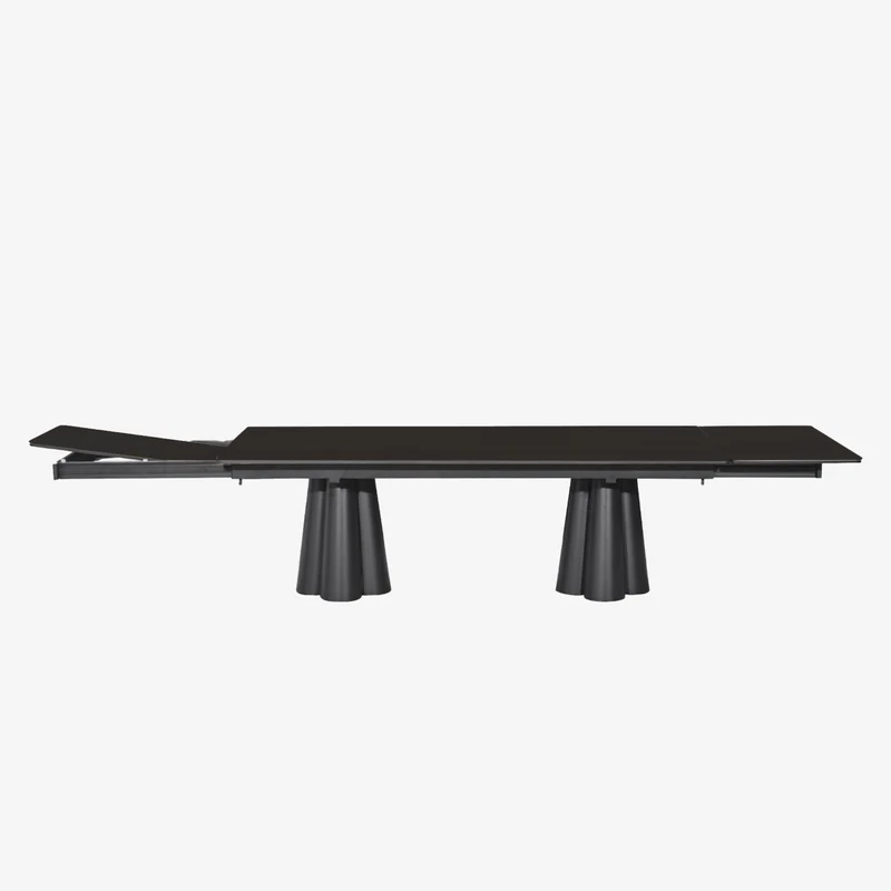SOLENNA - Table repas outdoor Taupe / plateau céramique Ciment