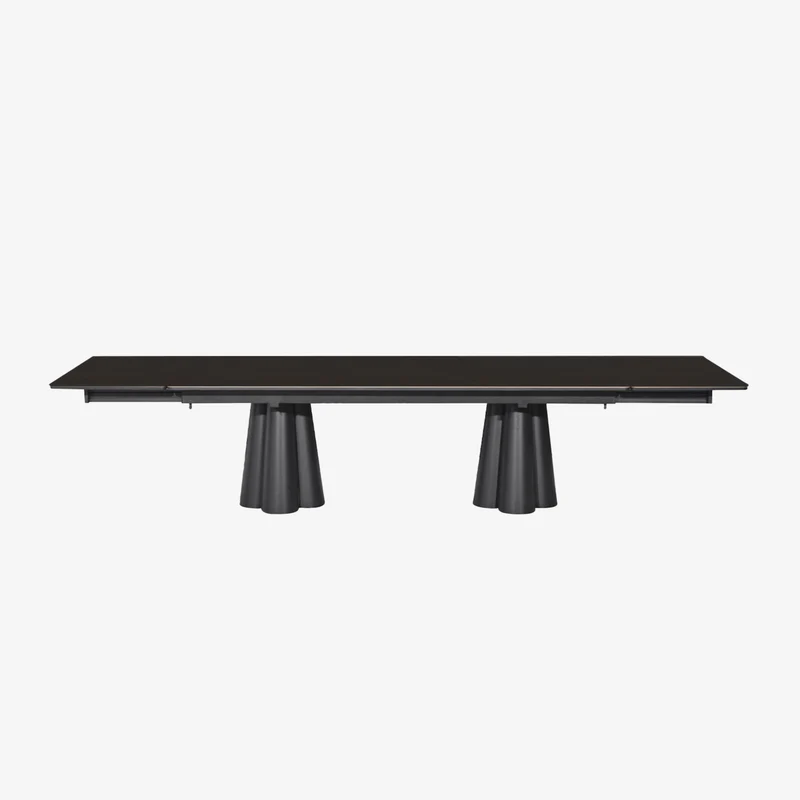 SOLENNA - Table repas outdoor Taupe / plateau céramique Ciment