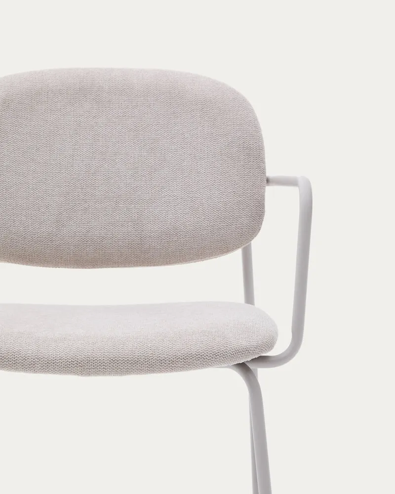 Meli chair in beige chenille with beige metal structure