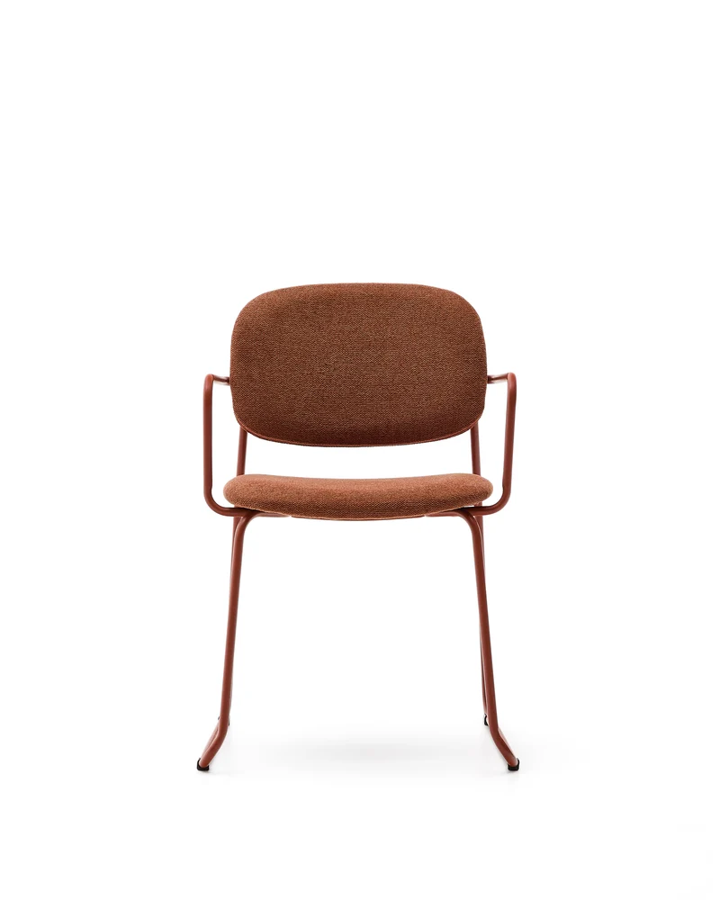 Meli chair in terracotta chenille with terracotta metal frame