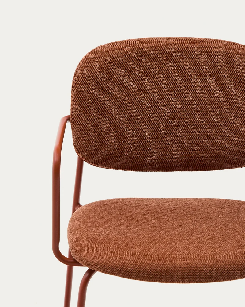 Meli chair in terracotta chenille with terracotta metal frame