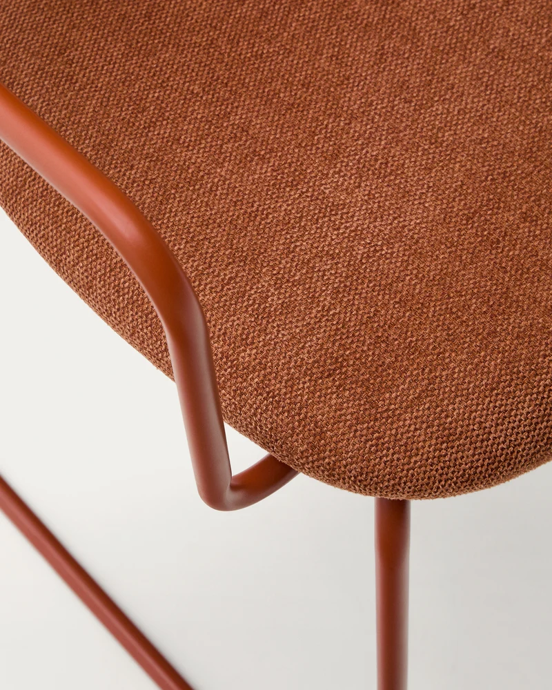 Meli chair in terracotta chenille with terracotta metal frame