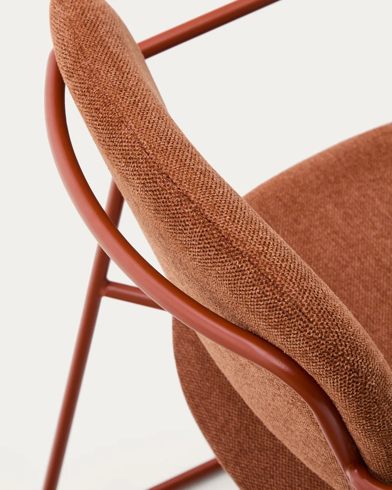 Meli chair in terracotta chenille with terracotta metal frame