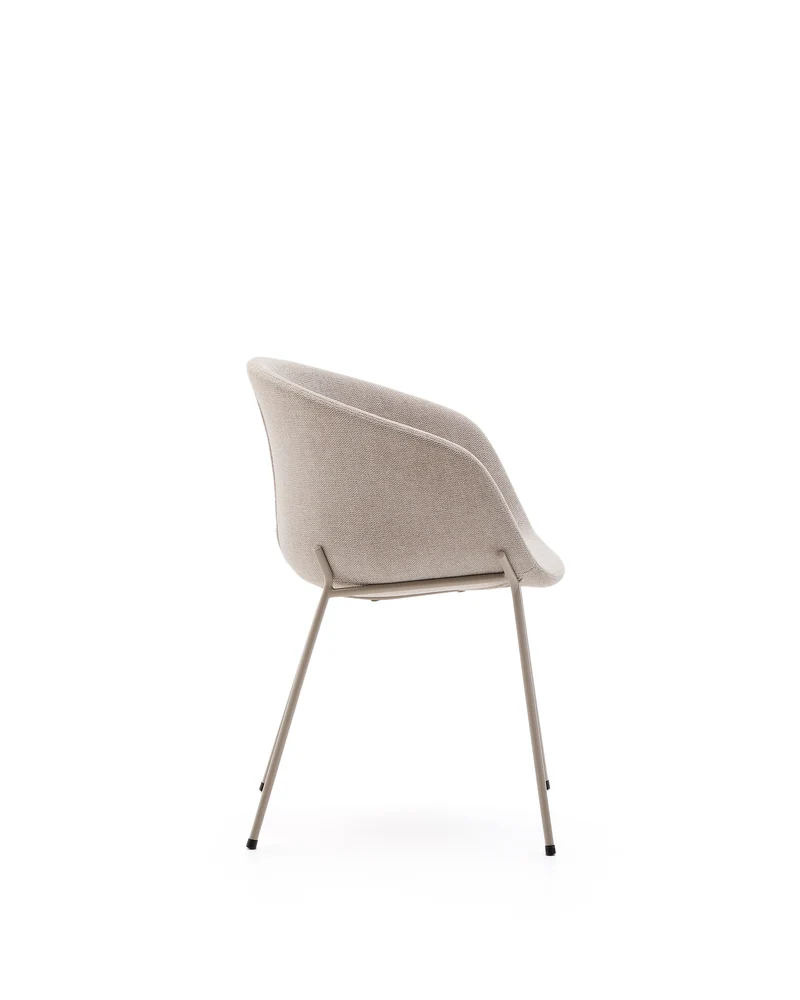 Yvette chair in beige chenille and steel legs in a beige finish