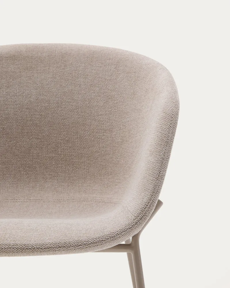 Yvette chair in beige chenille and steel legs in a beige finish