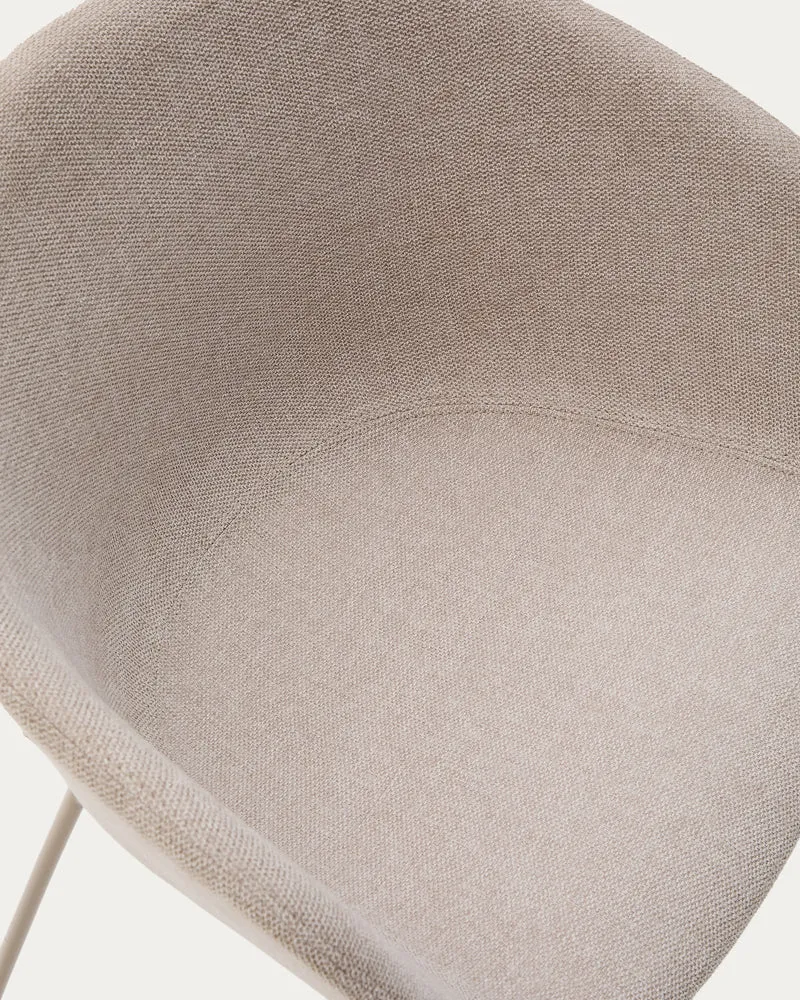 Yvette chair in beige chenille and steel legs in a beige finish