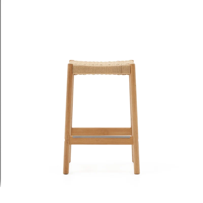 Yalia stool in solid oak wood in a natural finish and rope cord 65 cm