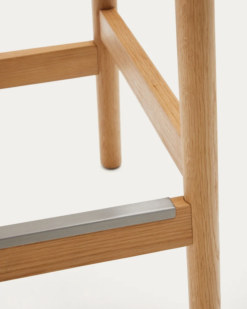 Yalia stool in solid oak wood in a natural finish and rope cord 65 cm