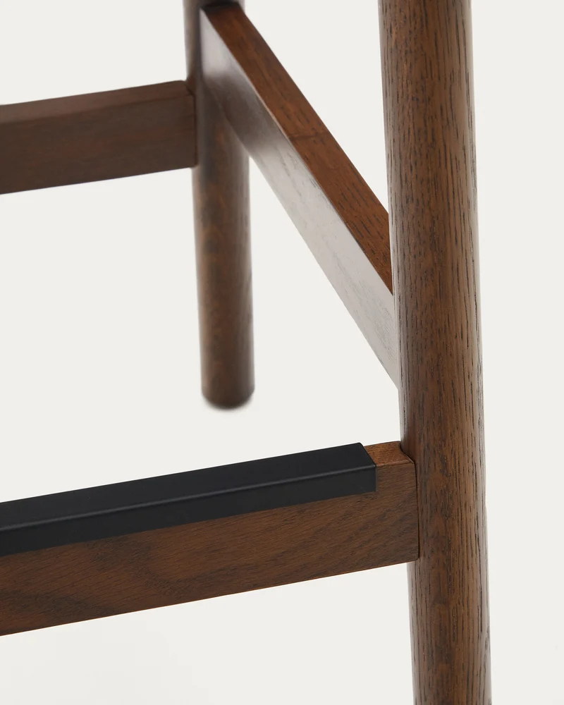 Yalia stool in solid oak wood in a walnut finish and rope cord 65 cm