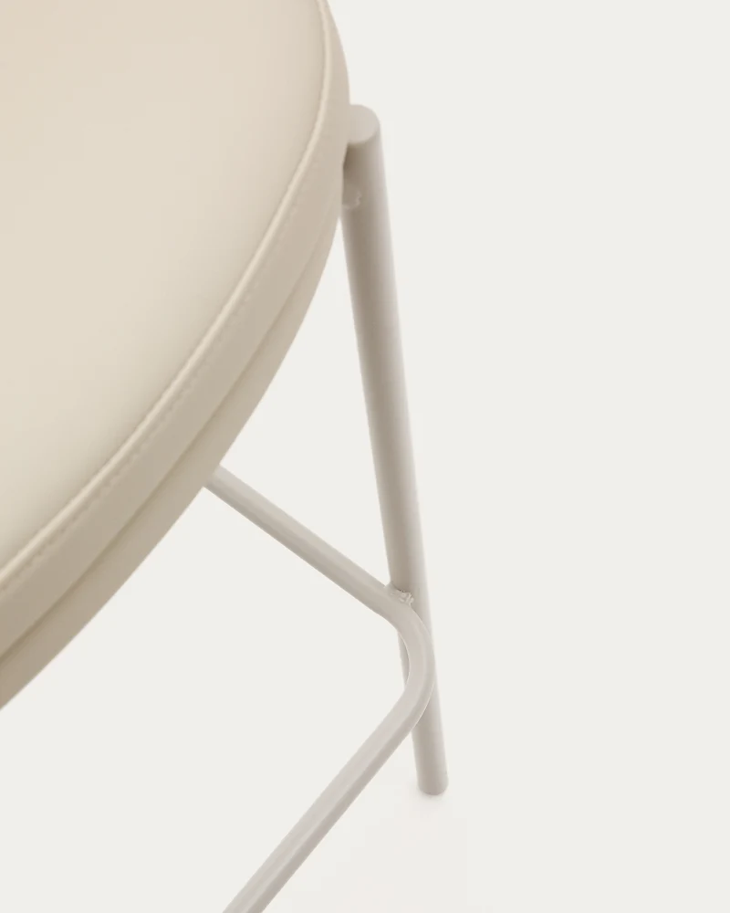 Eamy stool in beige faux leather & Natural 77 cm