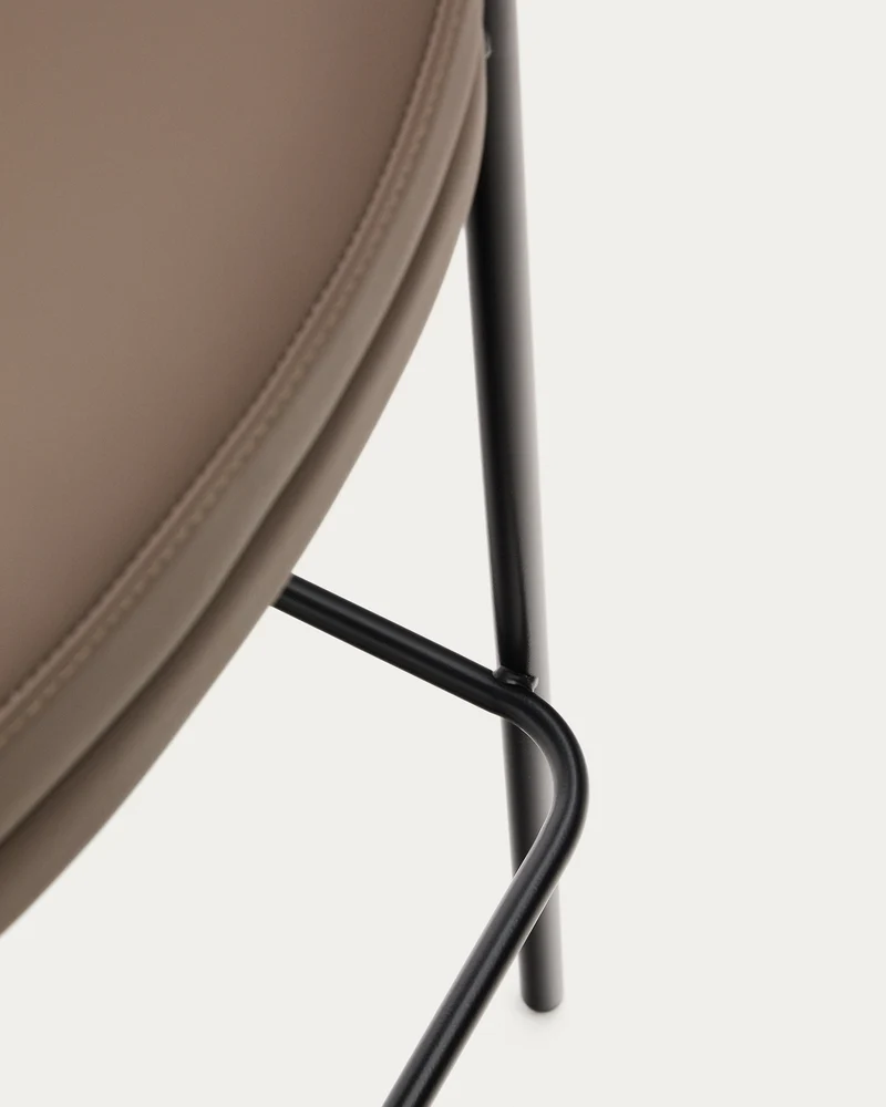 Eamy stool in brown faux leather & walnut 77 cm