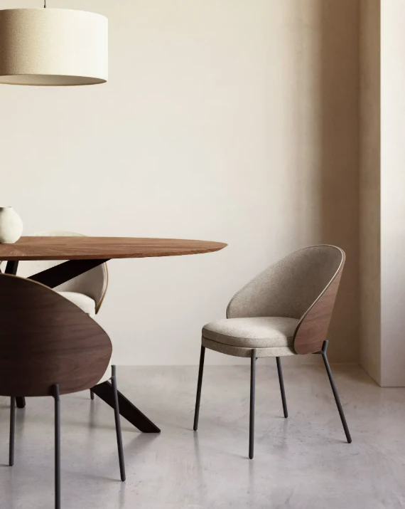 Eamy Chair Light Brown & Walnut Finish