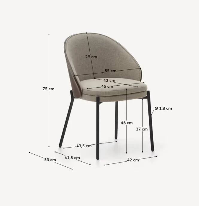Eamy Chair Light Brown & Walnut Finish