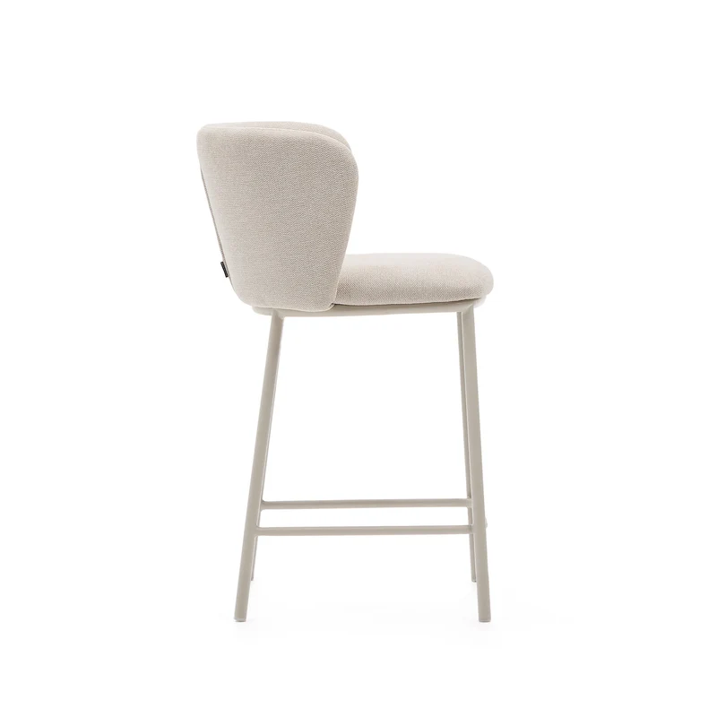 Ciselia stool in beige chenille and beige legs 65 cm