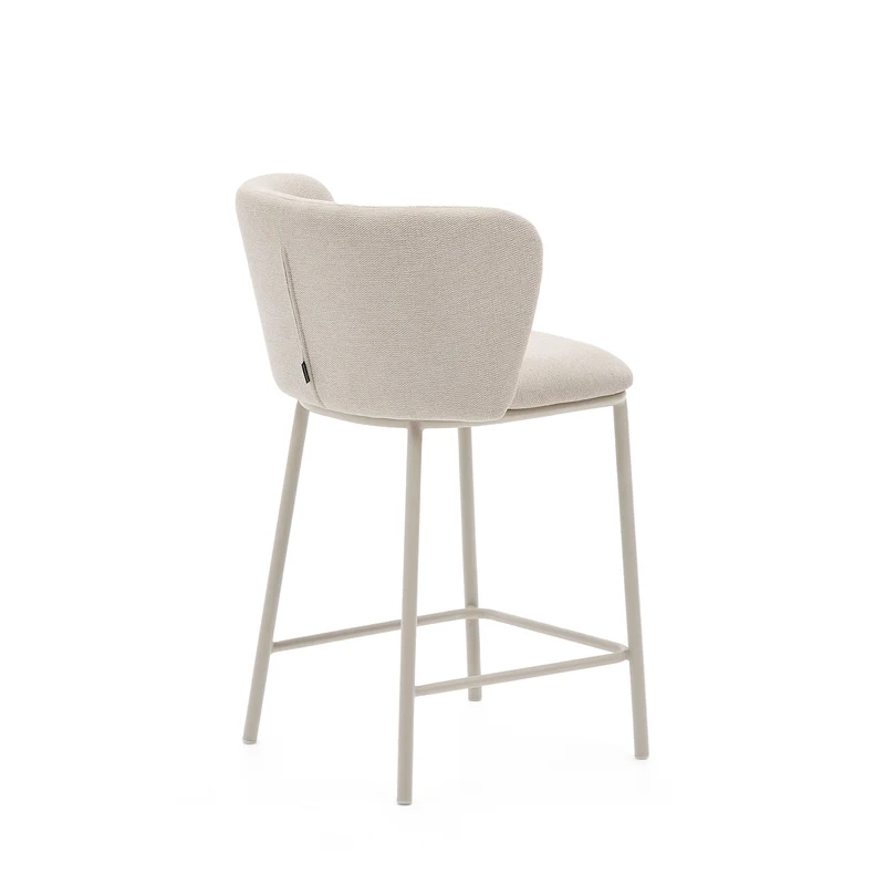 Ciselia stool in beige chenille and beige legs 65 cm