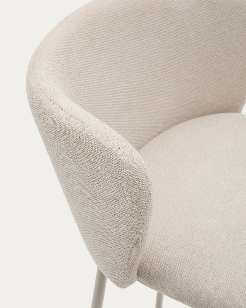 Ciselia stool in beige chenille and beige legs 65 cm
