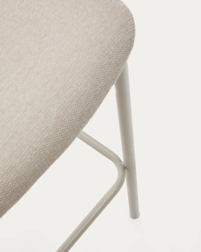 Ciselia stool in beige chenille and beige legs 65 cm