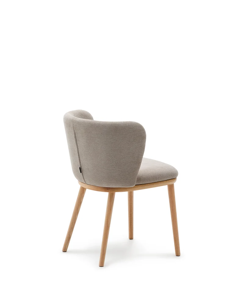 Ciselia chair brown chenille and natural legs