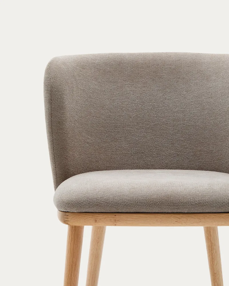 Ciselia chair brown chenille and natural legs
