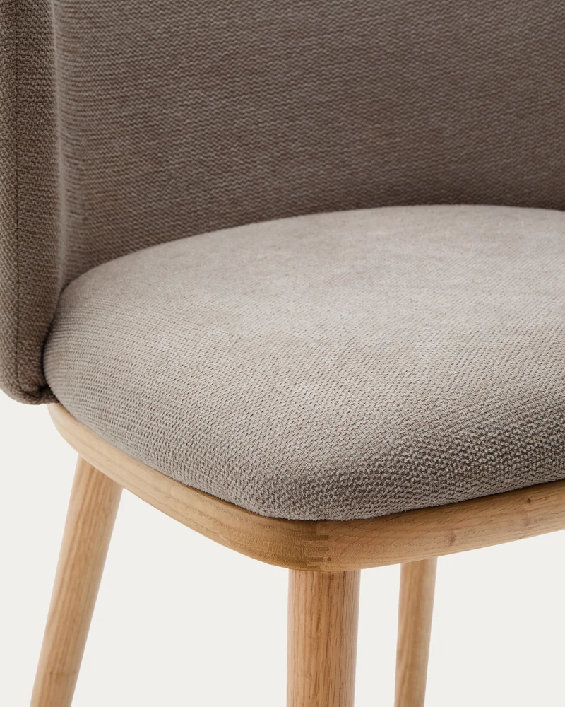 Ciselia chair brown chenille and natural legs