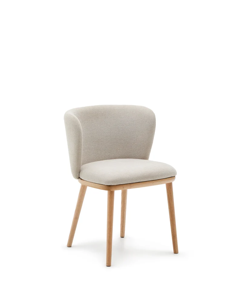 Ciselia chair beige chenille and natural legs