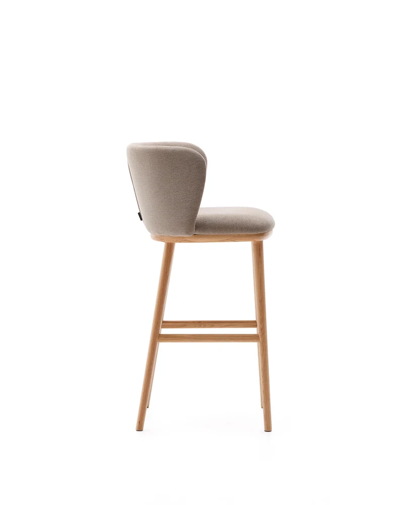 Ciselia stool brown chenille and natural legs 75 cm