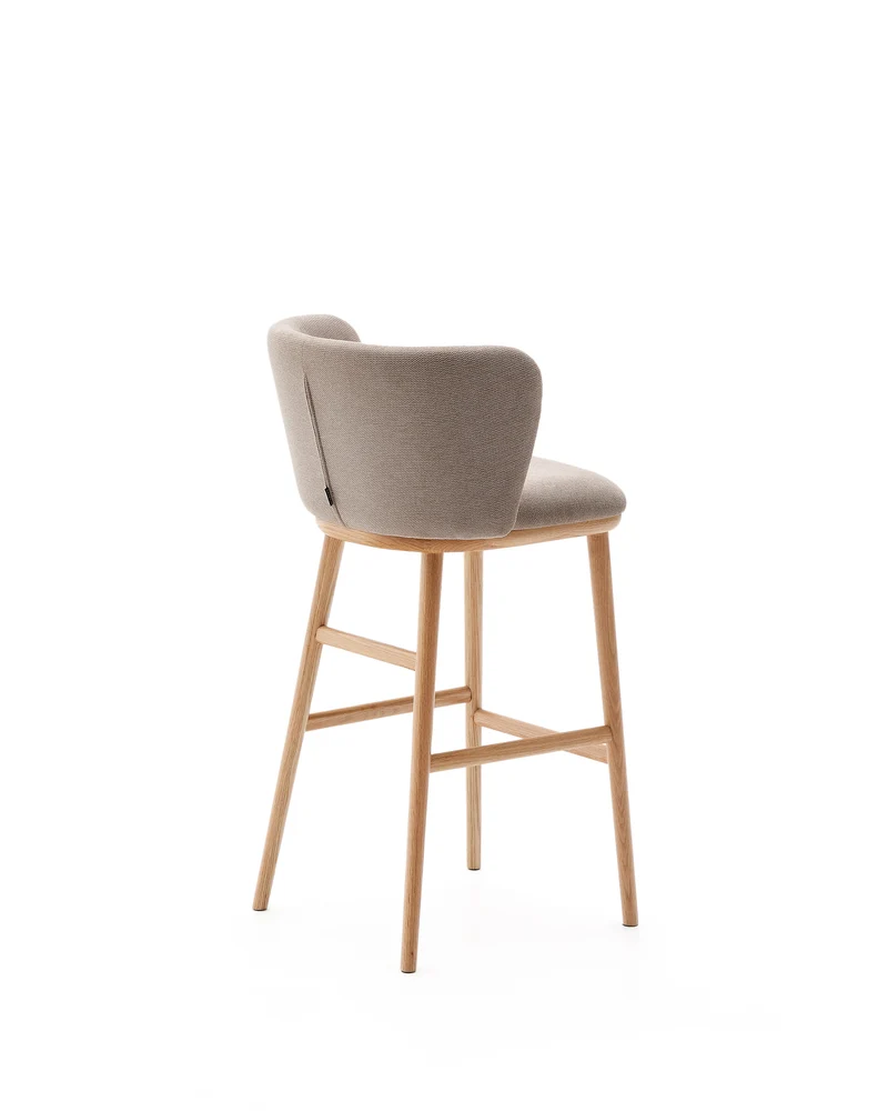 Ciselia stool brown chenille and natural legs 75 cm