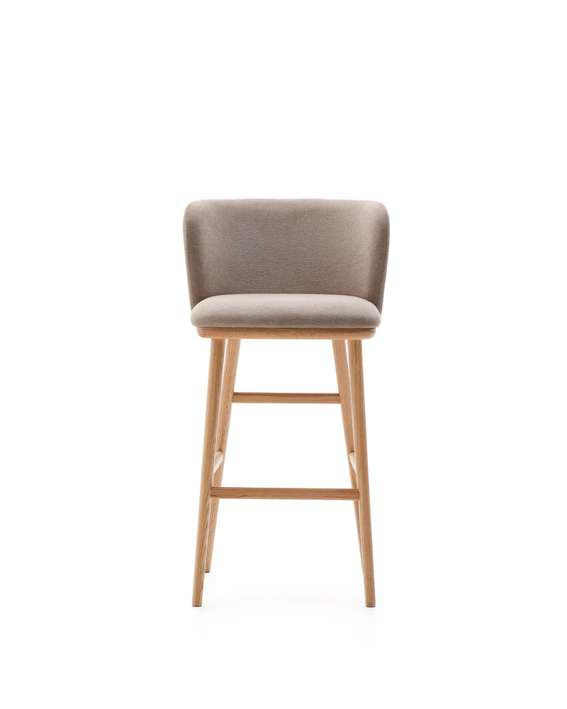 Ciselia stool brown chenille and natural legs 75 cm