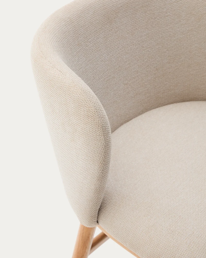 Ciselia stool beige chenille and natural legs 75 cm