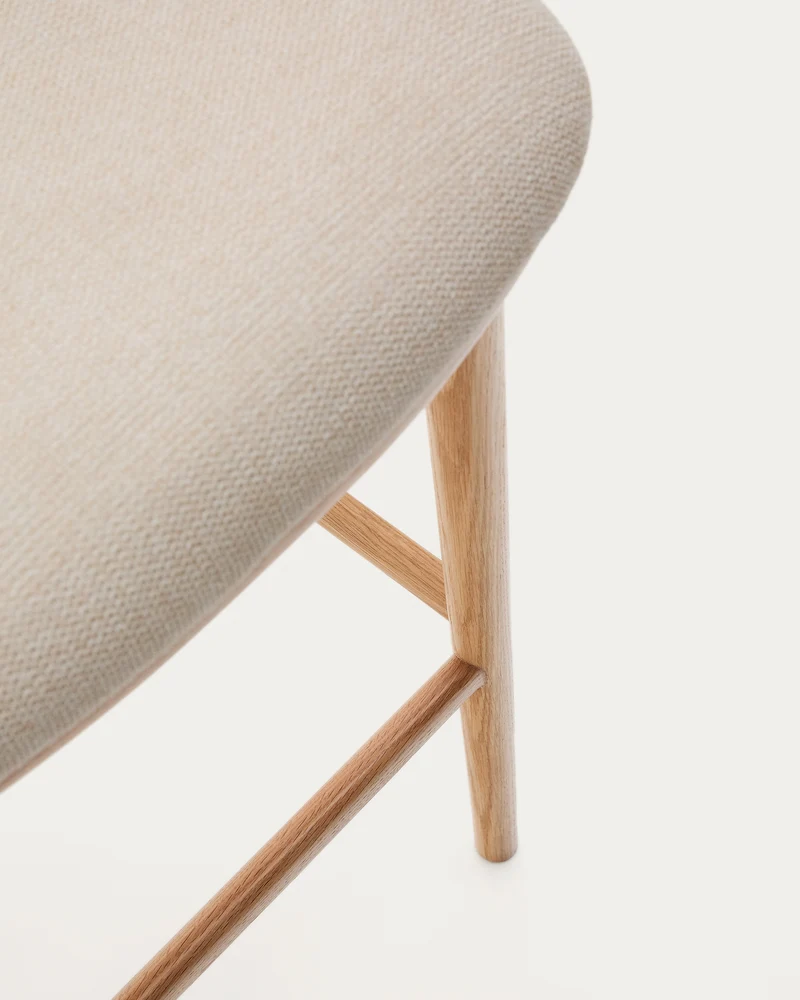 Ciselia stool beige chenille and natural legs 75 cm