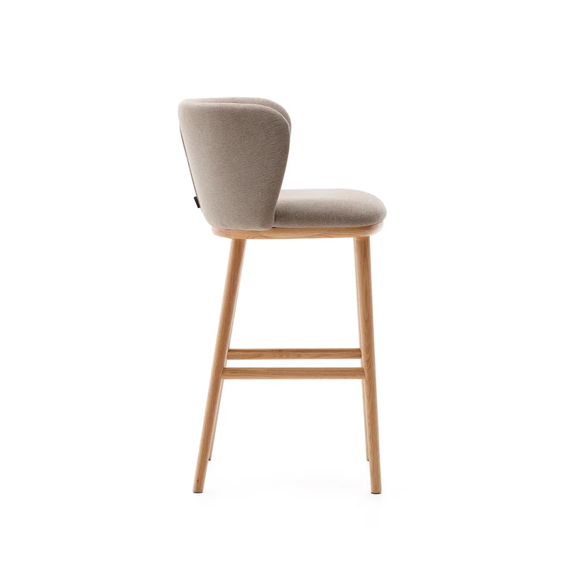 Ciselia stool brown chenille with natural legs 65 cm