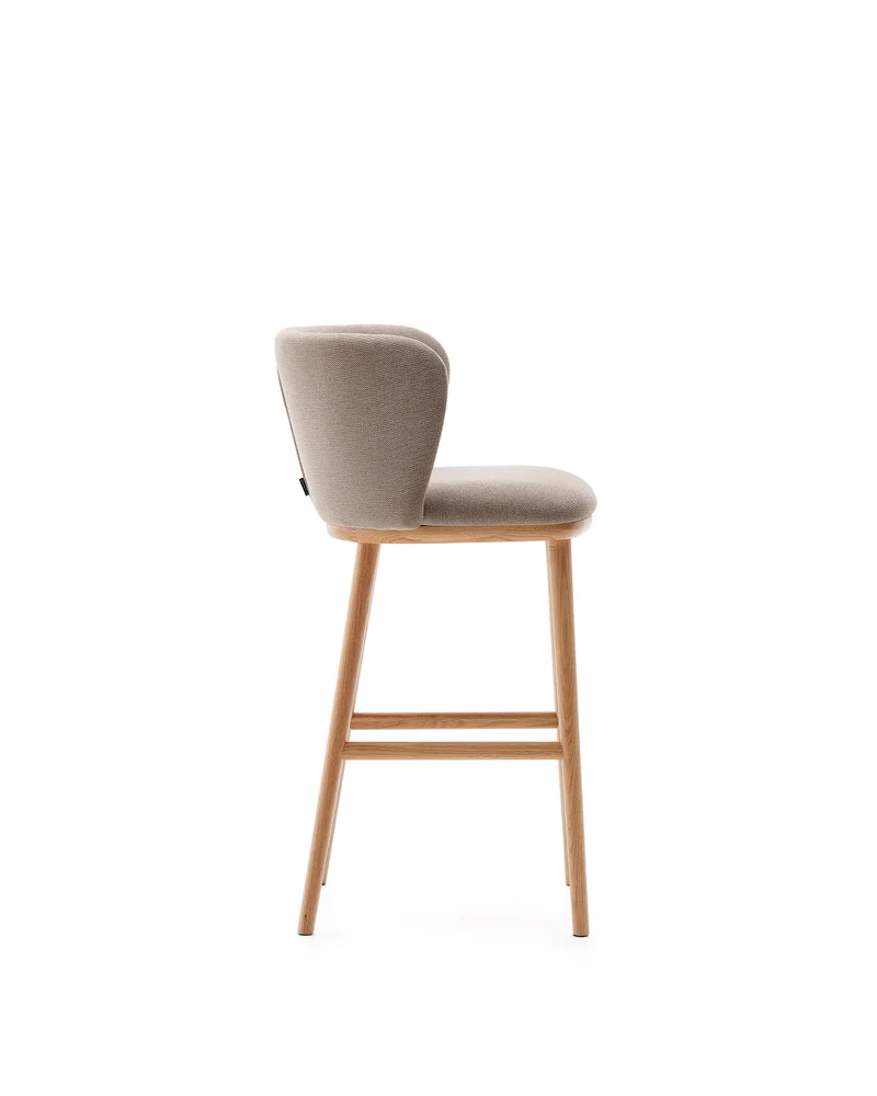 Ciselia stool brown chenille with natural legs 65 cm