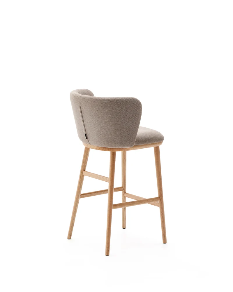 Ciselia stool brown chenille with natural legs 65 cm
